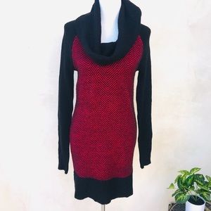Candies Totally 80s Cowl Neck Sweater Dress Black Red EUC